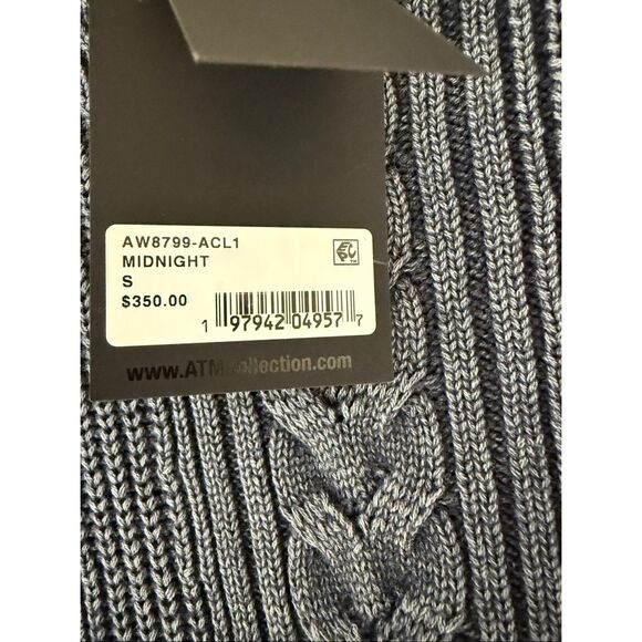 ATM Stone Washed Cable Knit Mini Sweater Dress - Picture 7 of 9